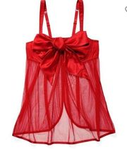 Adore Me red ribbon bow lingerie sexy open bust underwire nightgown Medium