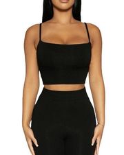 NWT Naked Wardrobe Black The NW Solid Vibes Crop Top