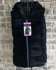 Zeroxposur Black Vest Small Black NWT Puffer Quilted Velour Front Zip Po…