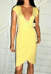 ABS by Allen Schwartz Yellow Sparkle Dress XS 