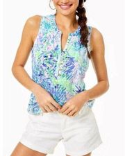 Lilly Pulitzer Essie Tank Top Shell of a Party Blue Size XS Sleeveless Printed