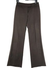 Lafayette 148 Womens Size 8 Dress Pants Brown Flare Leg Wool Stretch TINY FLAW