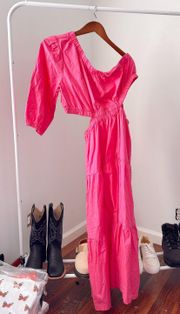 NWT  One Shoulder Pink Tiered Dress