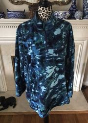 Woman Within 1/4 Zip Pullover Jacket Plus Size Microfleece 1X Blue Camouflage GB