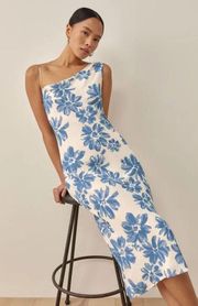 Reformation | Chandelier Floral Midi Dress in Celestia Blue