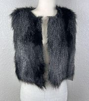 NWT  Black & Gray Striped Faux Fur Leopard Vest Sz XS