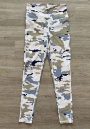 Mono B Cropped Camo Leggings Activewear Green Blue Camouflage Stretch Size Small