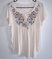 Flowy Embroidered Shirt M