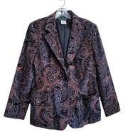 Harve Bernard Women's Vintage Black Orange Blue  Paisley Blazer JacketSize 12