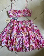 Skirt And Top Set Size XL FLORAL PINK