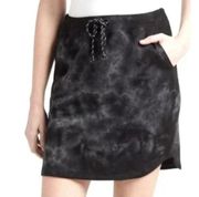 Sundry for Evereve “Saturday” black tie dye knit skirt with drawstring waist