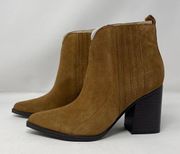 NEW Marc Fisher Maree Boots 9.5 Brown Suede Pointed Toe Pull On Block Heel