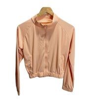 Peach Pink Womens Y2K Track Suit S Flared Pants Cropped Full Zip Jacket