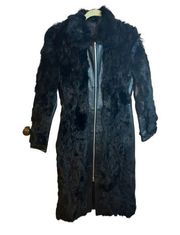 BEBE VINTAGE LEATHER RABBIT FUR COAT