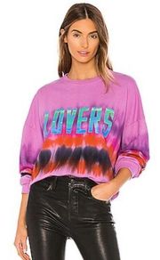 Lovers + Friends Lovers Bowery Oversized Sweatshirt in Pink Tie Dye Large