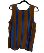 Lucky Brand silk sleeveless striped cross-over tunic/tank/top size Large