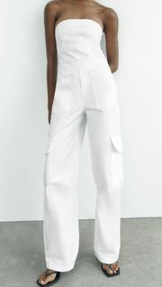 White Cargo Jumpsuit