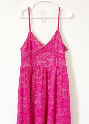 NSR Crochet Stretch Lace Midi Dress Pink Size XL