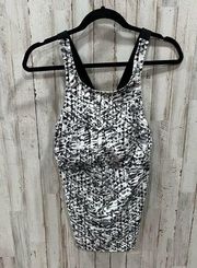 Nike Black Gray Patterned Cross Back Tankini Top