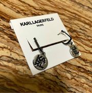 Karl Lagerfeld Earrings Silver Black Crystal Round Charm Earrings