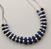 Blue and Black Crystal Beads with Silver Spacers