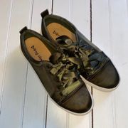 Dirty Laundry Satin Sneakers Army Green Size 7.5