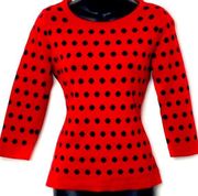 Liz Claiborne Red/Black Polka Dot Sweater Size Large