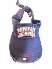 VTG Tommy Hilfiger Jeans Golf Visor Adjustable denim Distressed Hat Cap Y2K