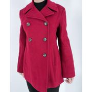 Calvin Klein Red Double Breasted Pea Coat