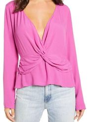 Leith Knot Peplum Top Purple pink Orchid Size XXS NWT