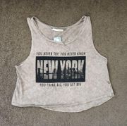 Tan/Black Tie-Dye New York Muscle Tee, Women's M