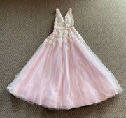 ‼️ Light Pink V-Neck A-Line Tulle Formal Dress‼️