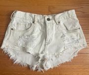 White Ripped Jean Shorts