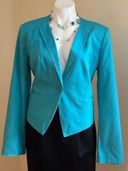 Halogen Teal Turquoise 1 Button Mini Blazer Jacket Sz XlL