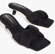 GOOD AMERICAN Women’s Terry Kickstand Low Heel Slide Sandals in Black NEW Size 7