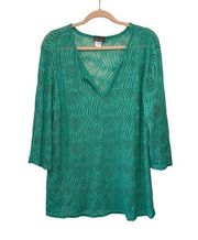 Jordan Taylor Green V Neck Mesh Knit Swim Coverup