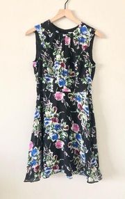 NWT  Silk Anna Dress in Emily Rose Print Black Floral - size 6