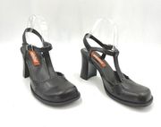 Unlisted T Strap Mary Jane Brown Leather Chunky Heels Round Toe Bratz 90s