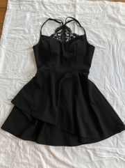 Black Lace Zip Up Dress