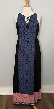 Black Blue Red Sleeveless Maxi Dress