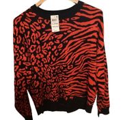 Bar III Red & black animal print sweater size XL