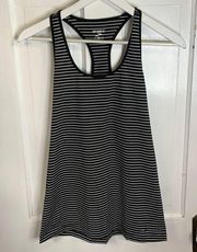 Brooks Womens Black White Stripe Bring It Racerback Tank Top Sz M