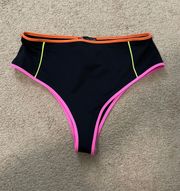 Black  Bikini Bottoms With Pink, Yellow and Orange Lining NWT