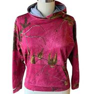 REALTREE Fuchsia Pink Camo Hoodie Hooded Hunting Camouflage Top ~ Women's LARGE