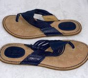 B.O.C. Women's Faux Leather Blue Woven Thong Sandals