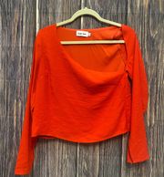 Line + Dot Red Asymmetrical Top