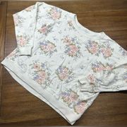 Floral Roses Cottagecore Sweatshirt Dolman Sleeves Garden Cream Large