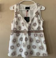 NWT  White and Gold Boho Tank Size Medium