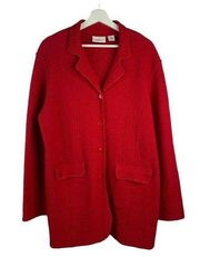 Parisian Works Red Wool Mid Length Jacket Long Sleeve Notched Collar Women’s L