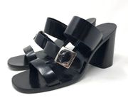 KENNETH COLE black leather slides, made in Brazil, size 8.5